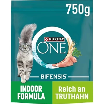 Afbeelding van Nestle PURINA ONE Bifensis Indoor Formula kattenvoer droog voor huiskatten, rijk aan kalkoen, 6 pack (6 x 750 g)