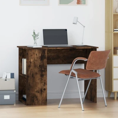 Afbeelding van Bureau 100x55x75 cm bewerkt hout gerookt eikenkleurig