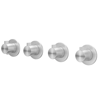 Afbeelding van IVY Tribe afbouwdeel inbouwthermostaat 3 stopkranen symmetry RVS 316 Geborsteld