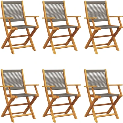 Afbeelding van vidaXL Tuinstoelen 6 st inklapbaar massief acaciahout grijs