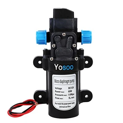 Afbeelding van Membraanpomp, hogedruk waterpomp, DC 12 V, 5 l/min, 115 psi membraan, waterpomp voor caravan, boot, camper, tuin, 60 W