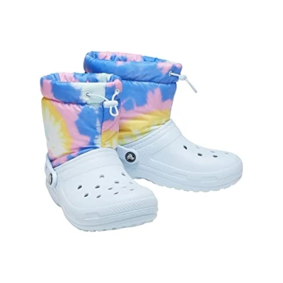 Afbeelding van Crocs Unisex klassieke klompen sneeuwlaars, Pastel Tie Dye, m9/w10 UK, Mineraalblauw, 43/44 EU