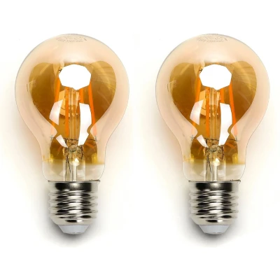 Afbeelding van Gloeilamp E27 2 stuks 6W=45W warmwit 2200K amber glas