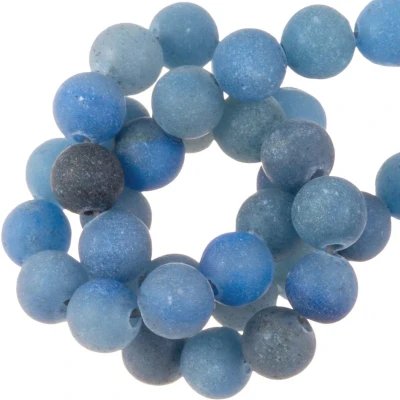 Afbeelding van Blauwe Aventurijn Frosted Kralen (10 mm) 35 Stuks voor Sieraden Dreambeads