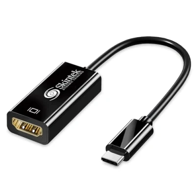 Afbeelding van Skintek SK 04 TCH adapter USB C type naar HDMI, 4K 1080p 60Hz, stekker op bus voor het aansluiten van PC/notebook/MAC met uitgang monitor, projector HDMI ingang, 15 cm kabel.
