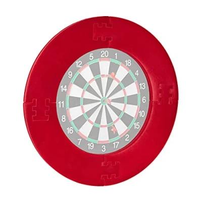 Afbeelding van Relaxdays dartbord surround ring R7, 4 delig, beschermring voor darts, stevige muurbescherming, EVA, Ø 72 cm, rood