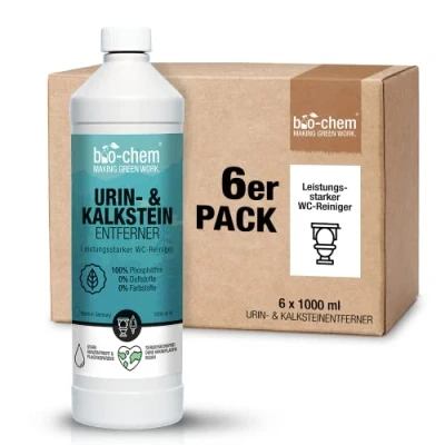 Afbeelding van bio chem Urine en kalksteenverwijderaar Gel 6x 1000 ml concentraat incl. schuin mondstuk, urineaanslag verwijderaar extra sterk, kalkaanslag verwijderaar, WC reiniger