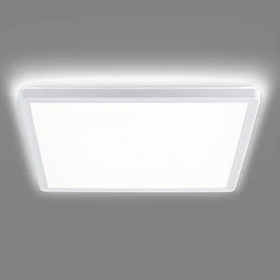 Afbeelding van Navaris LED plafondlamp Vierkante lamp voor aan het plafond Ultra plat Met indirecte verlichting Dimbaar 29,3 x 2,5 cm 18W