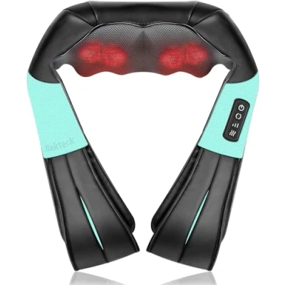 Afbeelding van Nekteck Shiatsu nek en rugmassage, met rustgevende 3D massage van diep elektrisch weefsel, kan spierpijn in schouders lichaam verlichten (blauw)