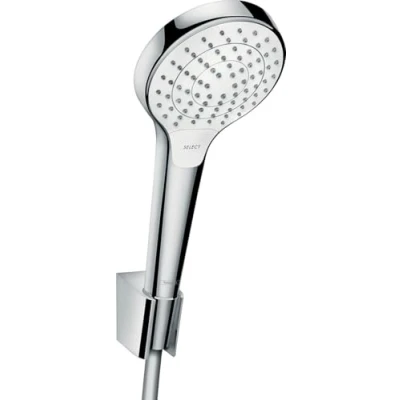 Afbeelding van Hansgrohe croma select s vario porter handdouche badset 110mm douchekop 3jet 1250mm doucheslang douchehouder chroom wit 26421400