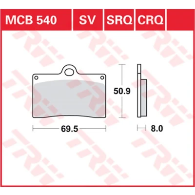 Afbeelding van Remblokkenset, schijfrem TRW MCB540SV