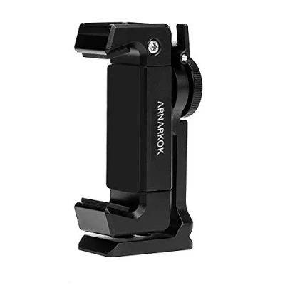 Afbeelding van Metalen statiefhouder voor mobiele telefoons met koude schoen, 1/4 inch schroefdraadbevestiging, 360 graden rotatie, compatibel iPhone 11 12 Pro Max statiefbevestiging, smartphonehouder,