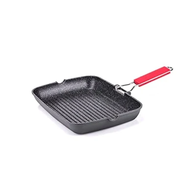 Afbeelding van Moneta Grillpan 24 x 34 cm Pro Grill met klapgreep ook voor inductie