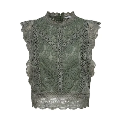 Afbeelding van ONLY Vrouwelijke top cropped kant bovenstuk, bruin, XXS