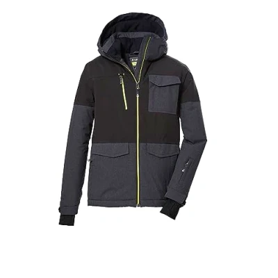 Afbeelding van killtec Jongens SKI jas/functioneel jack met capuchon en sneeuwvanger KSW 149 BYS JCKT, anthracite 164, 41185 000