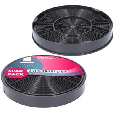 Afbeelding van 2 x actieve koolfilter Ø 200 mm, EFF62, set van voor afzuigkap geschikt koolstoffilter Franke 112.0016.755, AEG 9029793578, Bosch/Siemens 00748732, Miele 6532971 filter