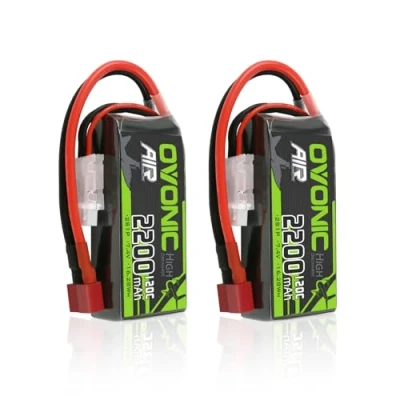 Afbeelding van OVONIC Lipo accu 7,4 V 120 C 2200 mAh accu, shorty pack met deans stekker voor vliegtuighelikopter, speciaal 1:14 RC Car vliegtuig (2 stuks)