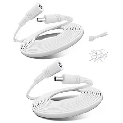 Afbeelding van Basesailor DC 12V Verleng Kabel 3M 2Pack, 5,5 mm x 2,1 Voedings Adapter Platte Kabel, 5521 Socket naar Plug voor CCTV Bewakings Camera 2, IP Netwerk 4, DVRs Andere Apparaten