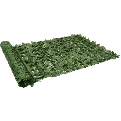 Afbeelding van vidaXL Balkonscherm met donkergroene bladeren 300x150 cm, privacyscherm, windscherm, tuinscherm, afscherming, schutting, houten schutting