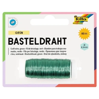 Afbeelding van folia 79251 koperdraad groen, 1 spoel 0,3 mm x 80 m ideaal voor knutselwerk, bloemstukken en containers