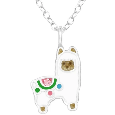 Afbeelding van JoyS Zilveren Alpaca hanger met ketting 11 x 8 mm 39 cm