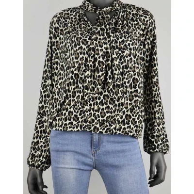Afbeelding van Top Inez Leopard Print Zwart Taupe one size