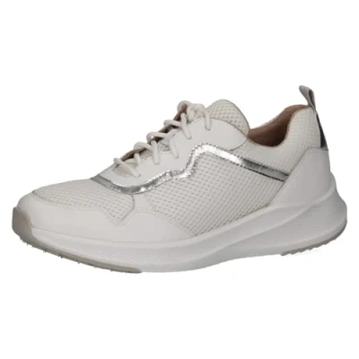 Afbeelding van CAPRICE Platte damessneakers met veters, elegant, Wit zilver., 38 EU