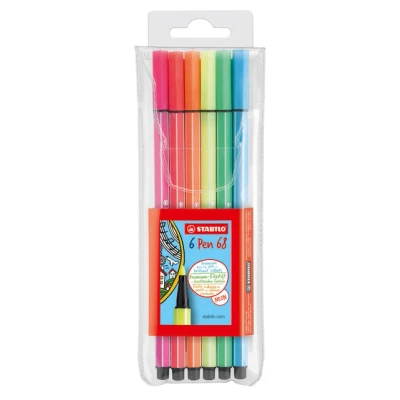 Afbeelding van Viltstift STABILO Pen 68 medium fluor assorti etui à 6 stuks