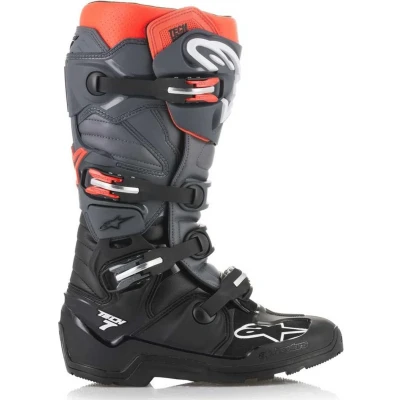 Afbeelding van Alpinestars 2022 Tech 7 Enduro Crosslaarzen Zwart / Grijs Fluor Rood maat 12 = 47