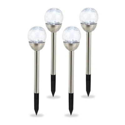Afbeelding van Relaxdays tuinlampen set van 4 lichtbollen glas solarlampen LED buitenlampen Kleurwisseling