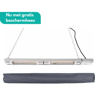 Afbeelding van Sunred COMBIDEAL Heater &amp; Hoes Ultra lijn Zilver Hangend/Wand model Terrasverwarmer