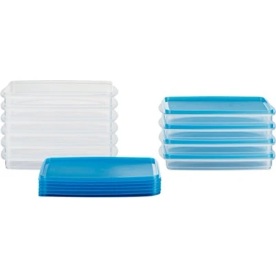 Afbeelding van MiraHome voedselopslagcontainer, vriescontainer, stapelbare container, 23x14x3.2 cm, Oostenrijkse kwaliteit (Blauw, 0.5l Rechthoekig (10 Stk))