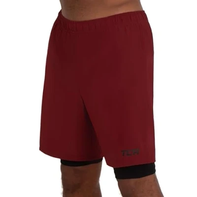 Afbeelding van Ultra 2 in 1 Short met Zak Rits voor Heren Cabernet/Zwart