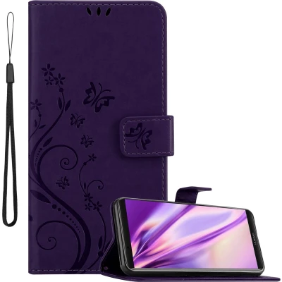 Afbeelding van Cadorabo Hoesje geschikt voor Huawei MATE 10 PRO in BLOEMEN DONKER PAARS Beschermhoes bloemmotief met magnetische sluiting, standfunctie en kaartsleuven Book Case Cover Etui