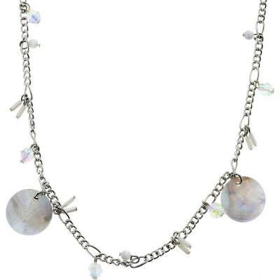Afbeelding van Behave Lange zilverkleurige ketting met ronde platte schelpen