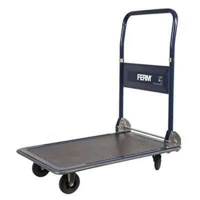 Afbeelding van FERM TTM1027 Transportwagen Maximaal 150kg Platform 734x480mm Anti slipt mat Inklapbare duwboom Gewicht 8kg
