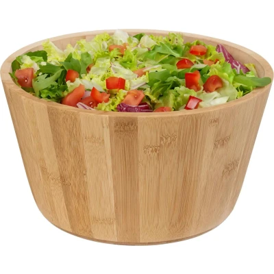Afbeelding van 5Five Salade of voedsel serveer schaal bamboe hout lichtbruin D30 x H16 cm Serveerschalen