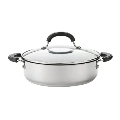 Afbeelding van Circulon Total Non Stick Saute Pan met Deksel 30cm Inductie Geschikte RVS Gehard Glas Deksel, Duurzame Oven &amp; Vaatwasmachinebestendig Kookgerei, Zilver
