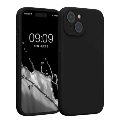 Afbeelding van kwmobile telefoonhoesje geschikt voor Apple iPhone 15 TPU backcover met siliconen coating Smartphone case in zwart