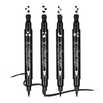 Afbeelding van Yuccer Star Heart Eyeliner Stamp Waterdichte Vloeibare Pen Zwart Langhoudende Double Ended Pencil Make Up Eye Liner