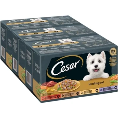 Afbeelding van Cesar hondenvoer natvoer landelijke keuken variatie in saus 24 bakjes (3 x 8 150 g)