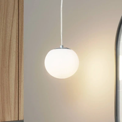 Afbeelding van Lucande hanglamp 1licht Staal, glas H: 13.5 cm E14 chroomkleurig