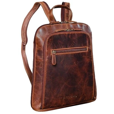 Afbeelding van STILORD &#039;May&#039; Dames Rugzak Klein Leder Vintage Leer City Daypack Shopping Rugtas Handtas Vrouwen Rugzakken Echt Lederen, Kleur:kara cognac