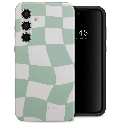 Afbeelding van Samsung Galaxy A55 Hoesje Kunststof Selencia Backcover/Hardcase Groovy Sage Green Telefoonhoesje