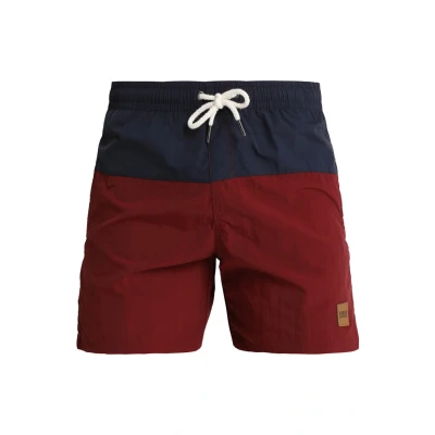 Afbeelding van Urban Classics Block Zwemshorts, Heren, Maat: Small, Navy/burgundy
