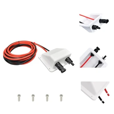 Afbeelding van SayHome Dakdoorvoer, ABS dubbele kabeldoorvoer met 10 ft AWG zonnekabel, IP68 UV bestendigheid voor camper, boot, caravan, marine
