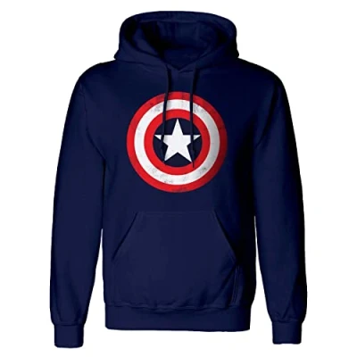 Afbeelding van Henry Tiger Marvel Comics Avengers Captain America Shield Hoodie, Heren, Maat: XL, Navy blue