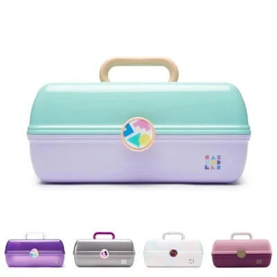 Afbeelding van Caboodles On The Go make upbox voor meisjes, witte opaal, harde plastic up organizer box, ingebouwde spiegel, veilige vergrendeling veilig reizen, ruime opslag grote voorwerpen,