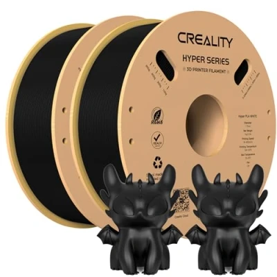 Afbeelding van Creality 3D printerfilament, Hyper PLA filament voor high speed printen, duurzaam en resistent, overhangprestaties, maatnauwkeurigheid 0,03 mm, 2 kg, zwart