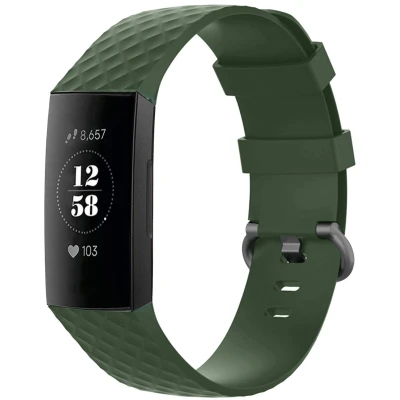 Afbeelding van Siliconen bandje voor de Fitbit Charge 3 / 4 Donkergroen iMoshion En TPU (zacht)
